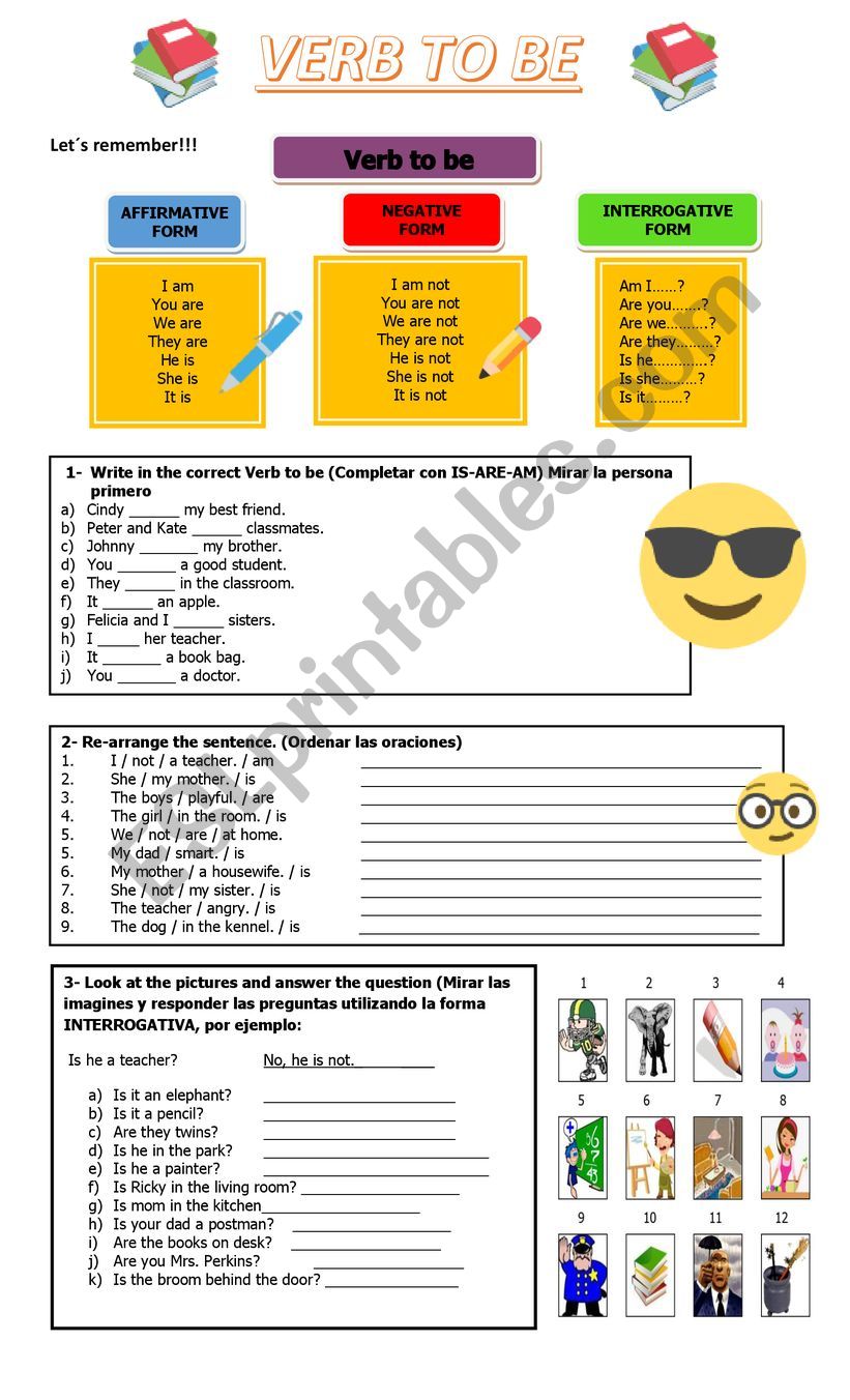 VERB TO BE worksheet