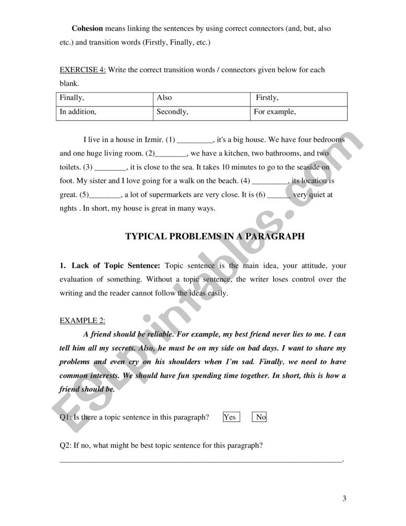 Paragraph Unity And Coherence Worksheets - Studying Worksheets