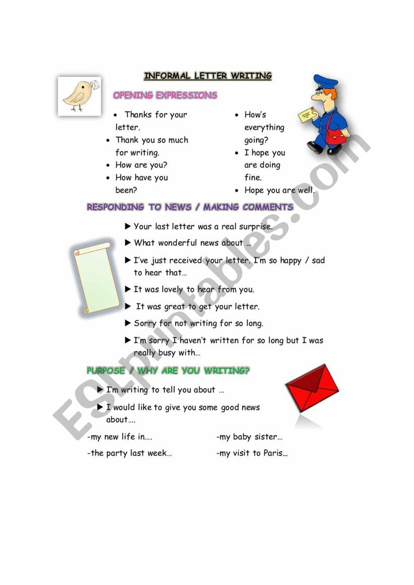 Letter Writing work worksheet