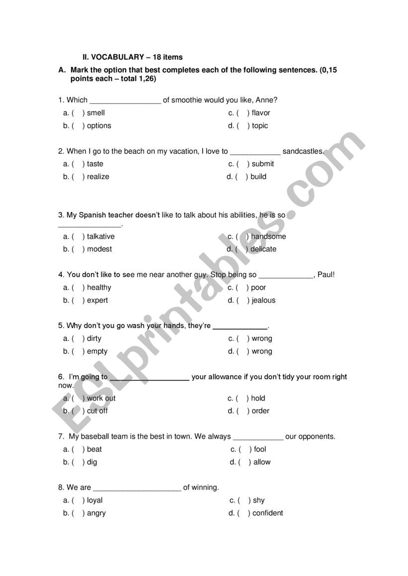 intermediate stage worksheet