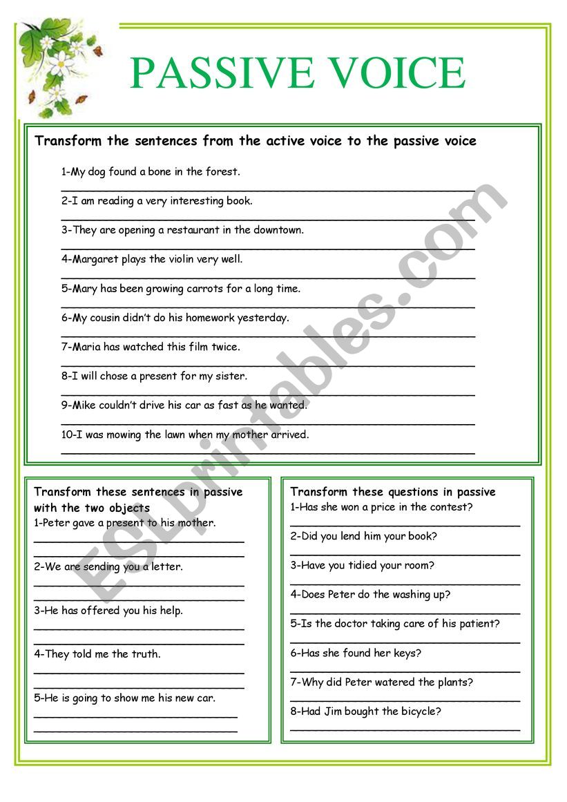 Passive voice worksheet