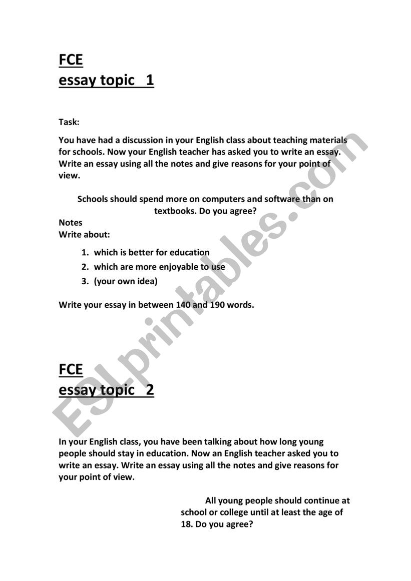 structure of an essay worksheet