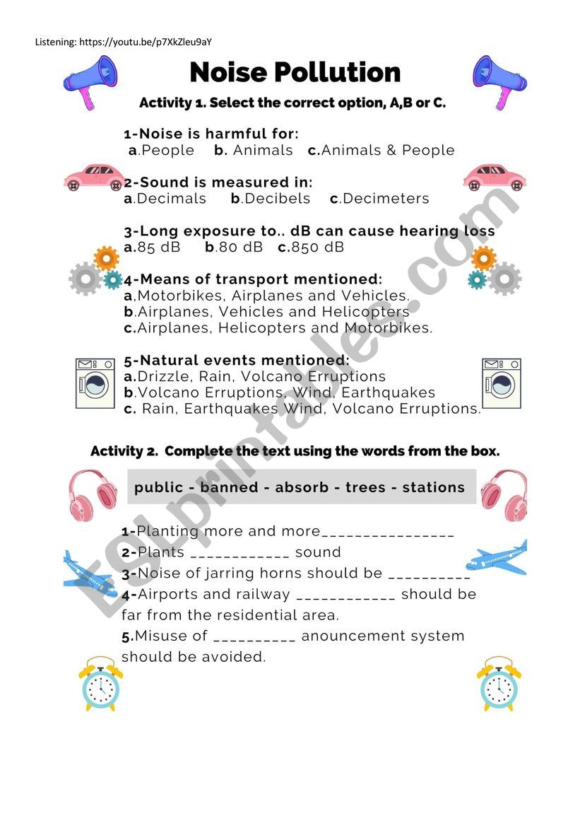 noise pollution assignment for college students