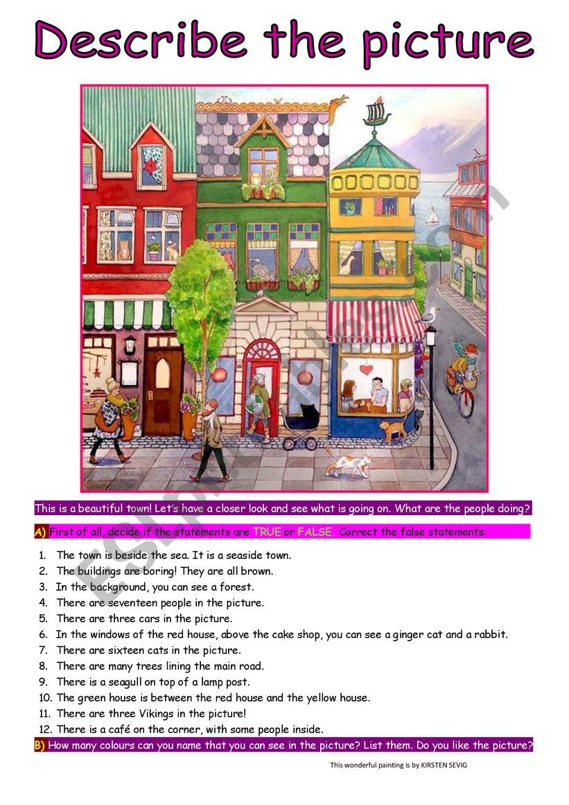 Describe The Pictures Worksheet
