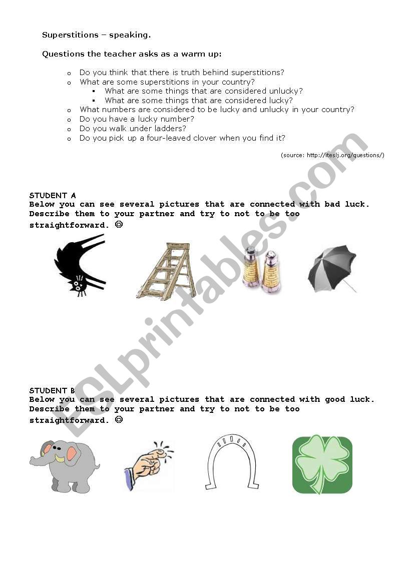 Superstitions among us worksheet