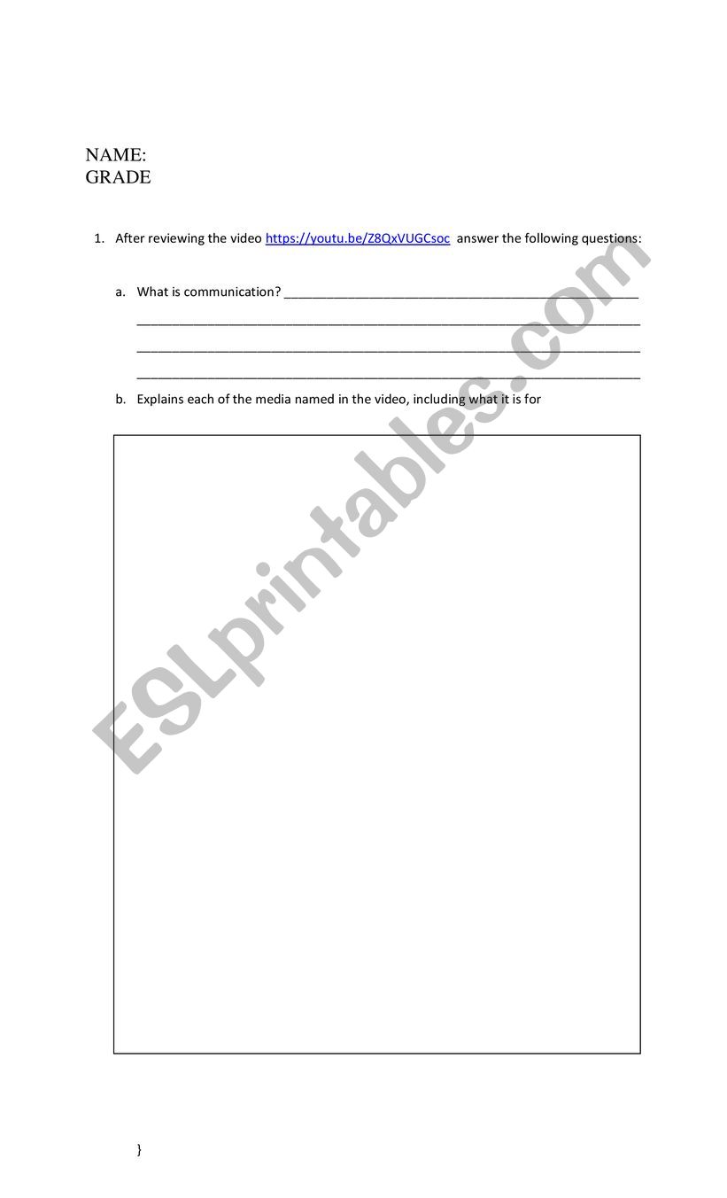 Communications worksheet