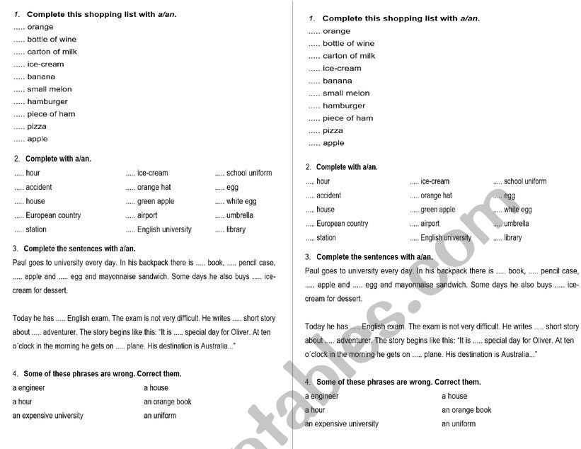 Definite and indefinite articles