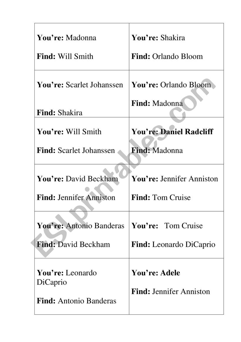 Speaking_You�re- Find sb worksheet