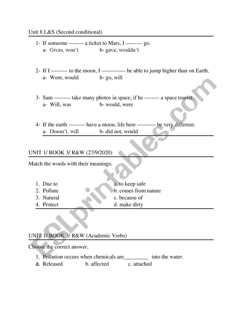 Unlock book 2 worksheets worksheet