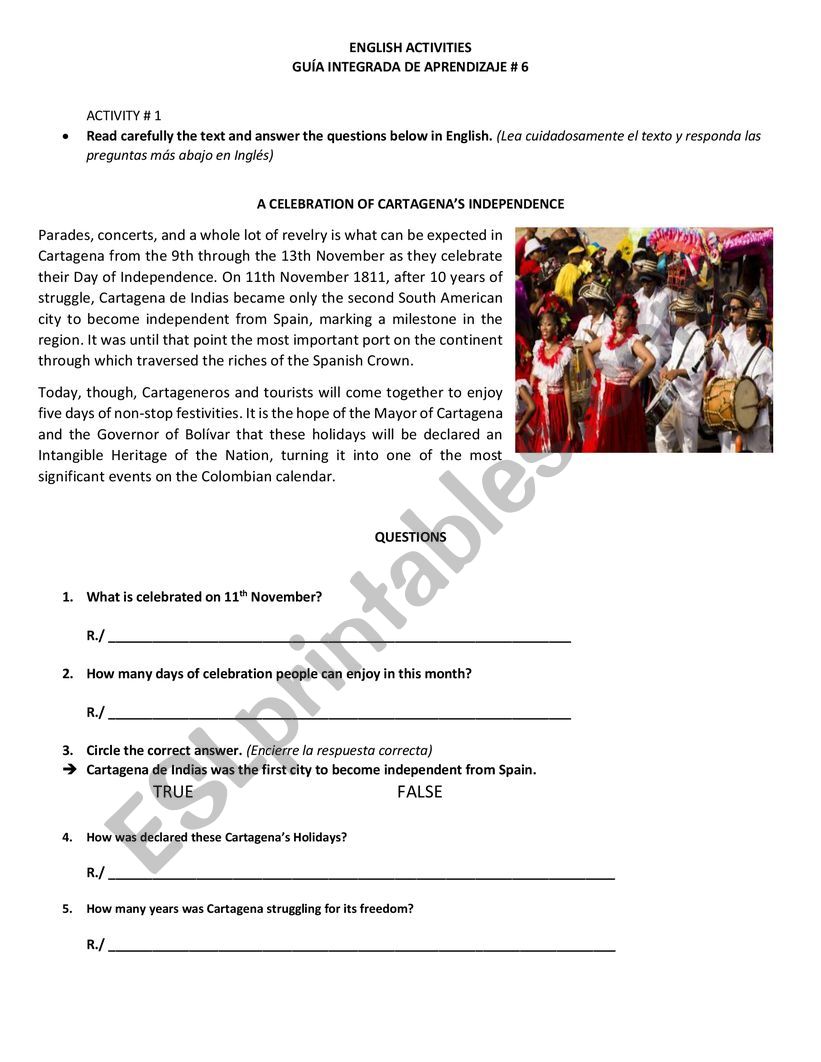 English activities worksheet