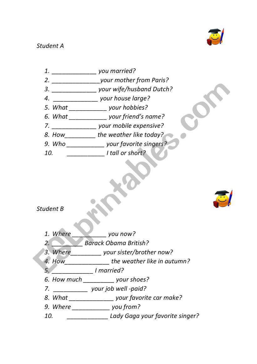 To Be worksheet