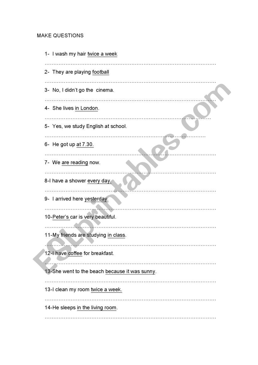 make questions worksheet