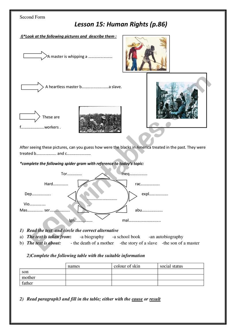 Lesson 15:human Rights  worksheet