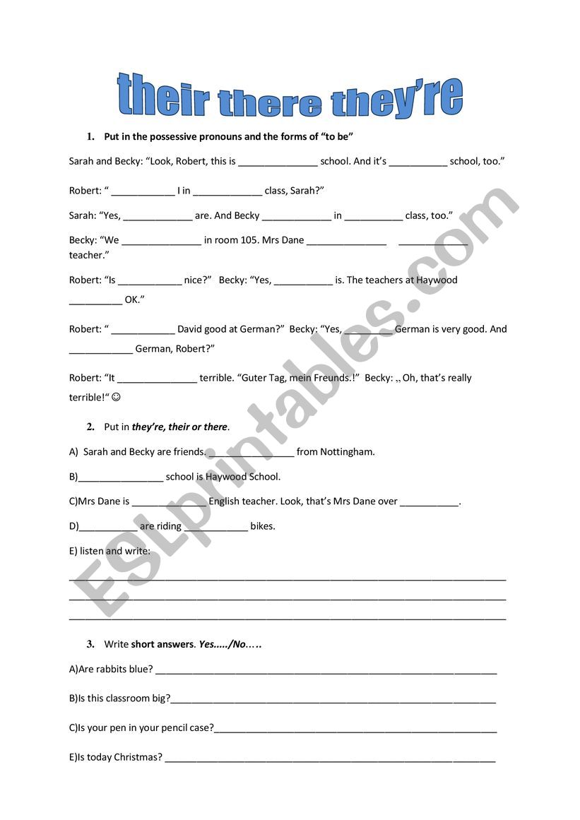 worksheet they�re there their