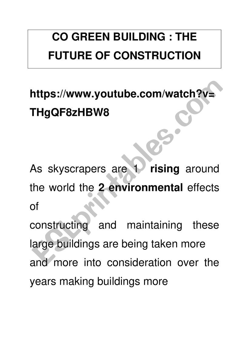 listening activity  about green construction 