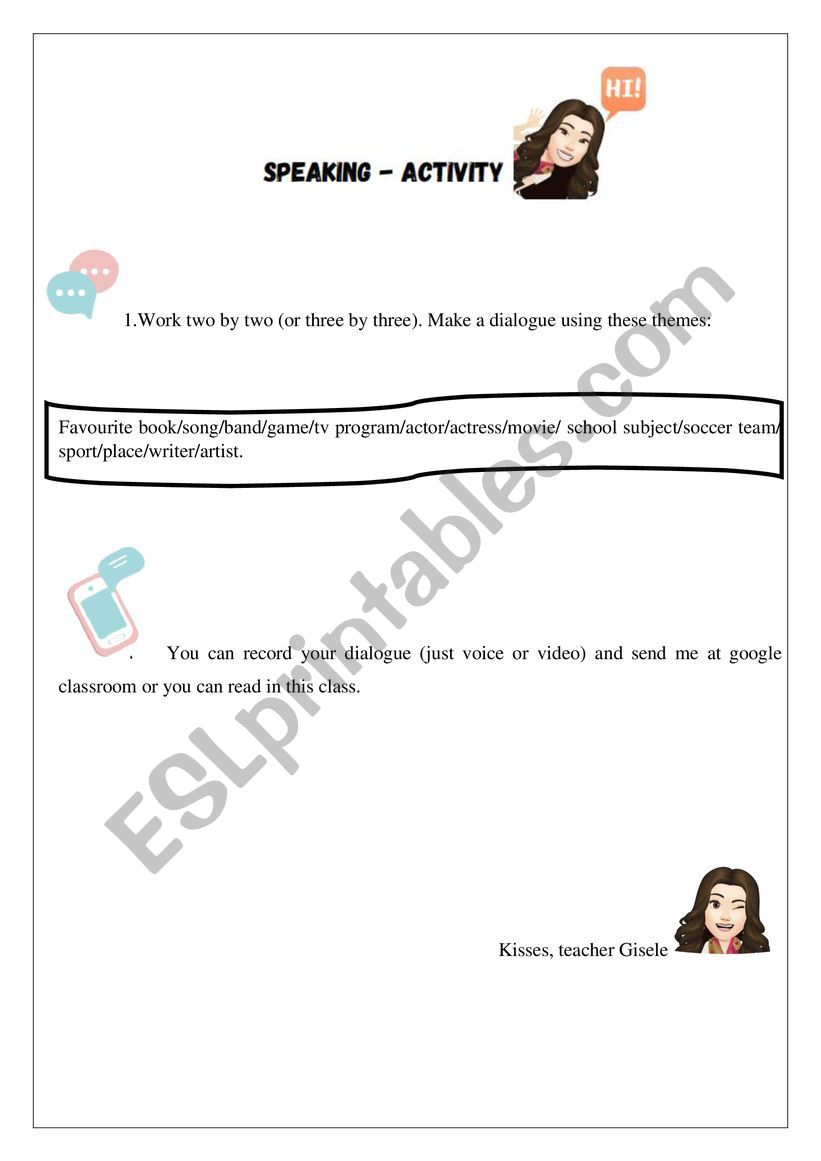 Speaking worksheet