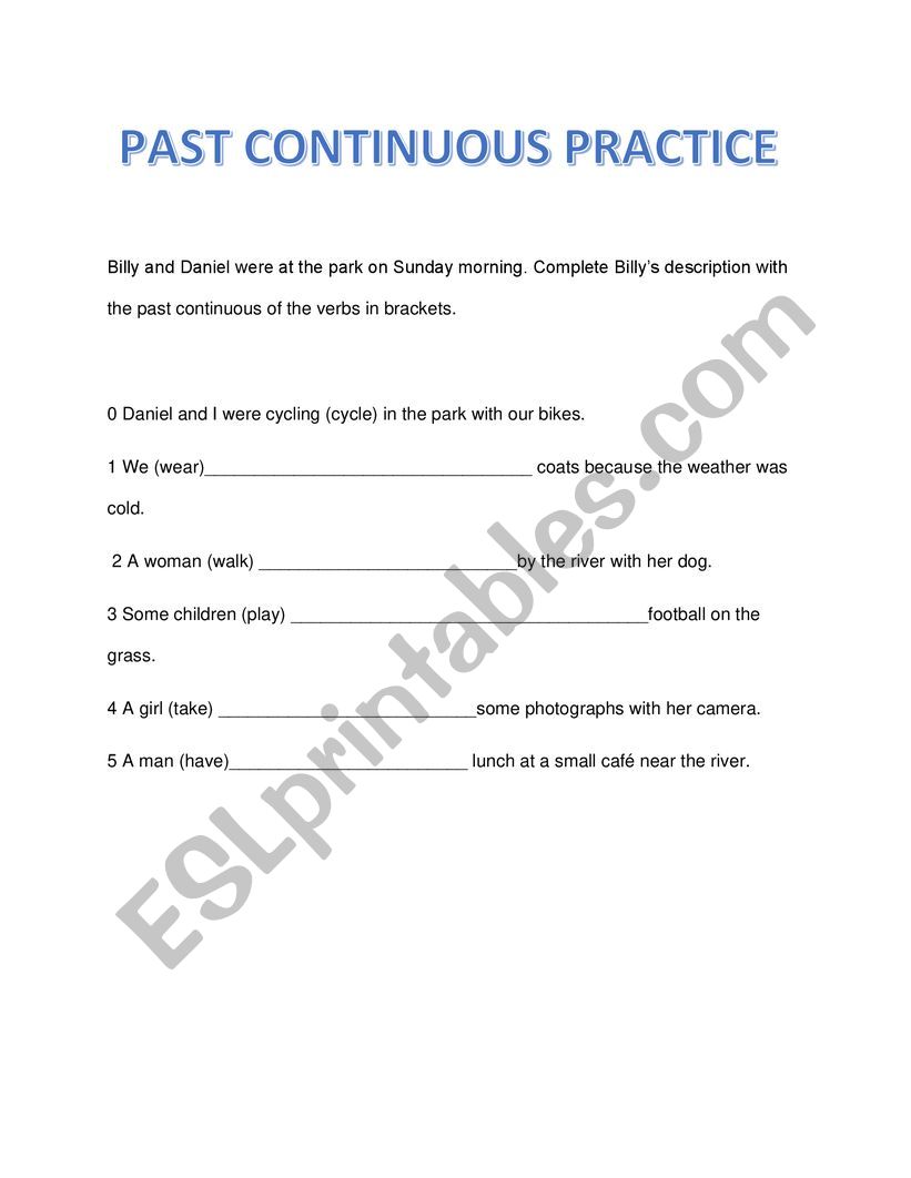 PAST CONTINUOUS PRACTICE worksheet