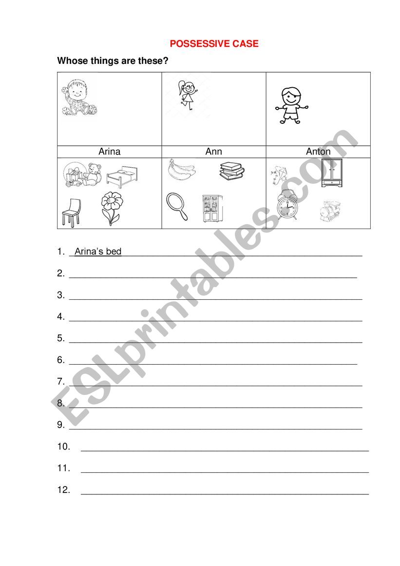 Possessive Case worksheet