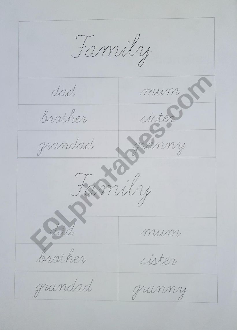 Family worksheet