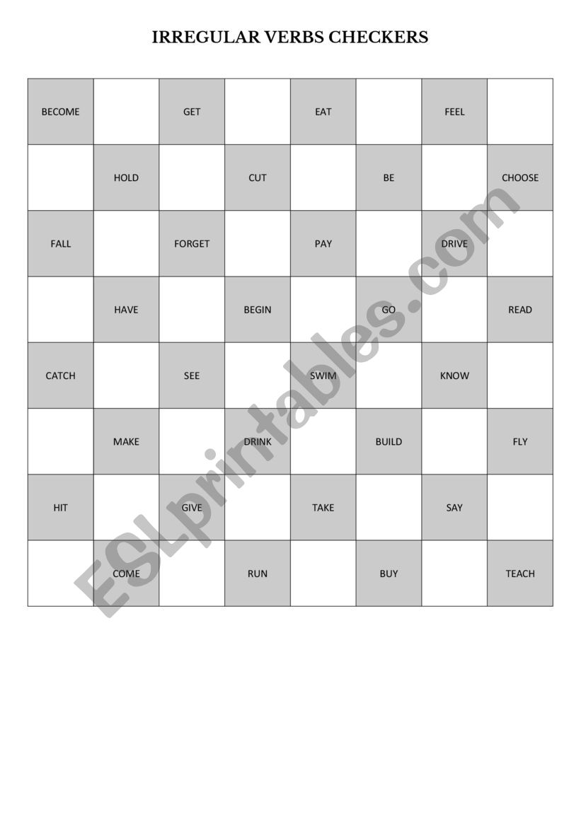 Irregular Verb Checkers worksheet