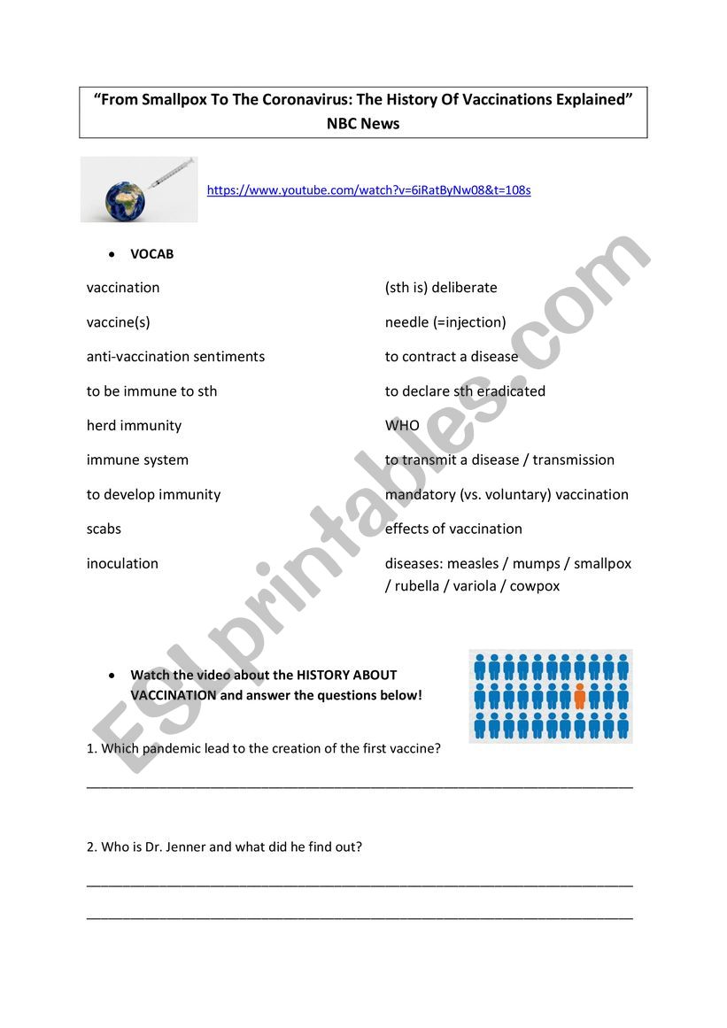 History of vaccination worksheet