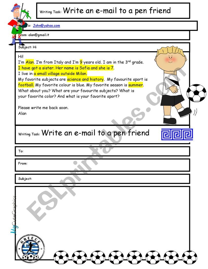 Writing an email worksheet