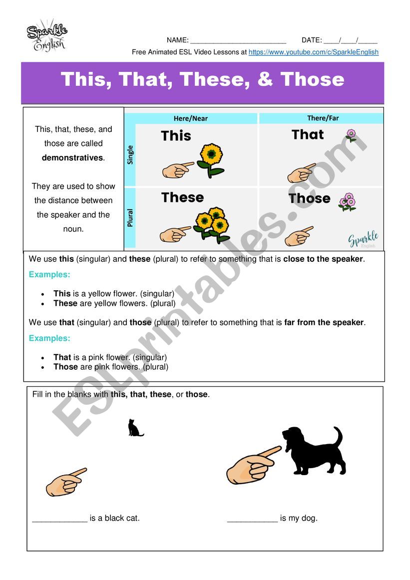 Spring Lesson: This, That, These, Those | Demonstratives, Fill in the Blanks, and Pronunciation