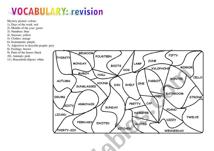 Vocabulary revision worksheet