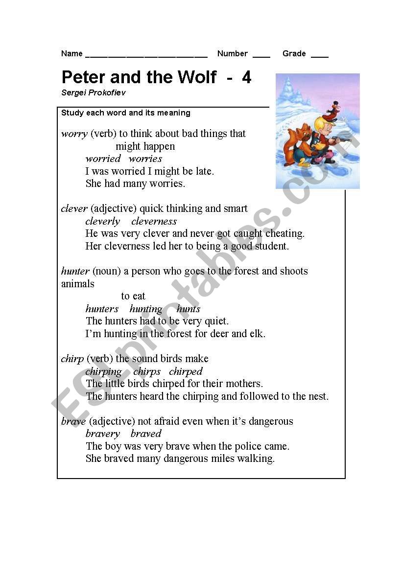 Peter and the Wolf Part - 4 - ESL worksheet by Teacher Will วิว