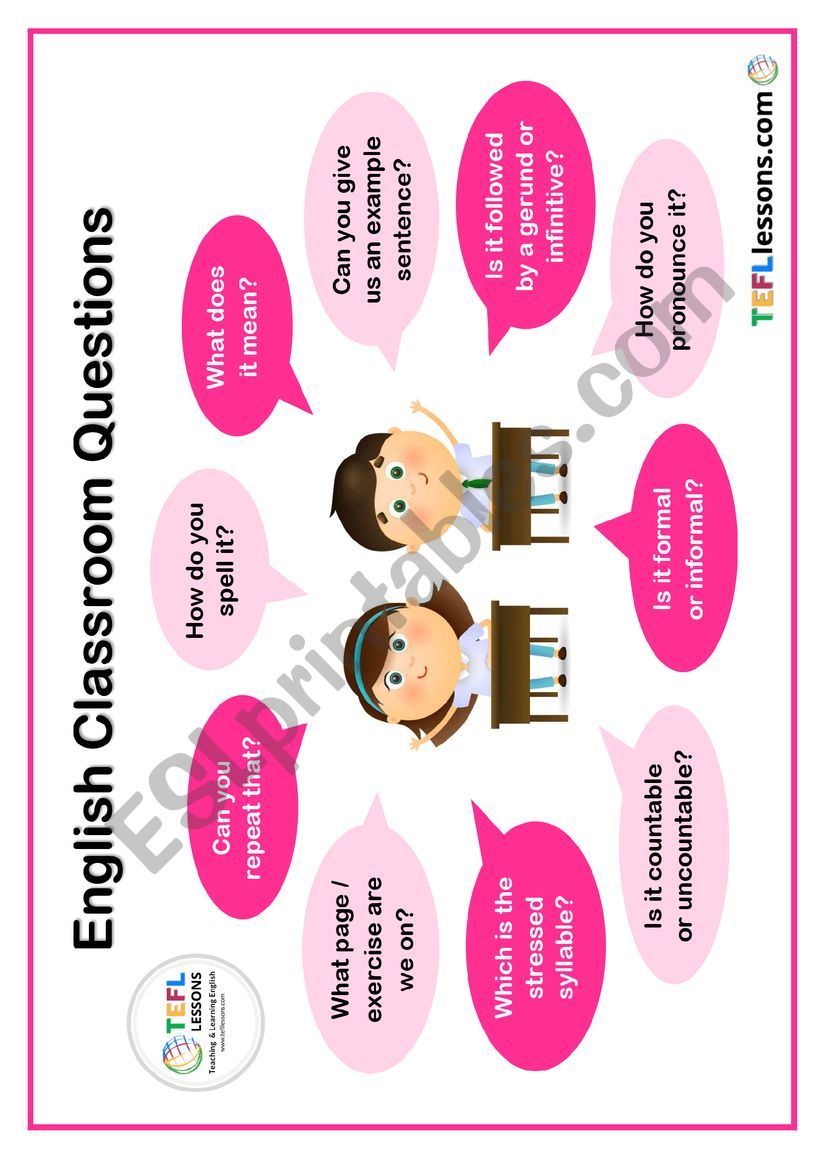 Classroom Questions Poster worksheet