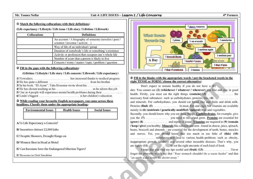 Unit 4 - Lesson 1 - Life Concerns