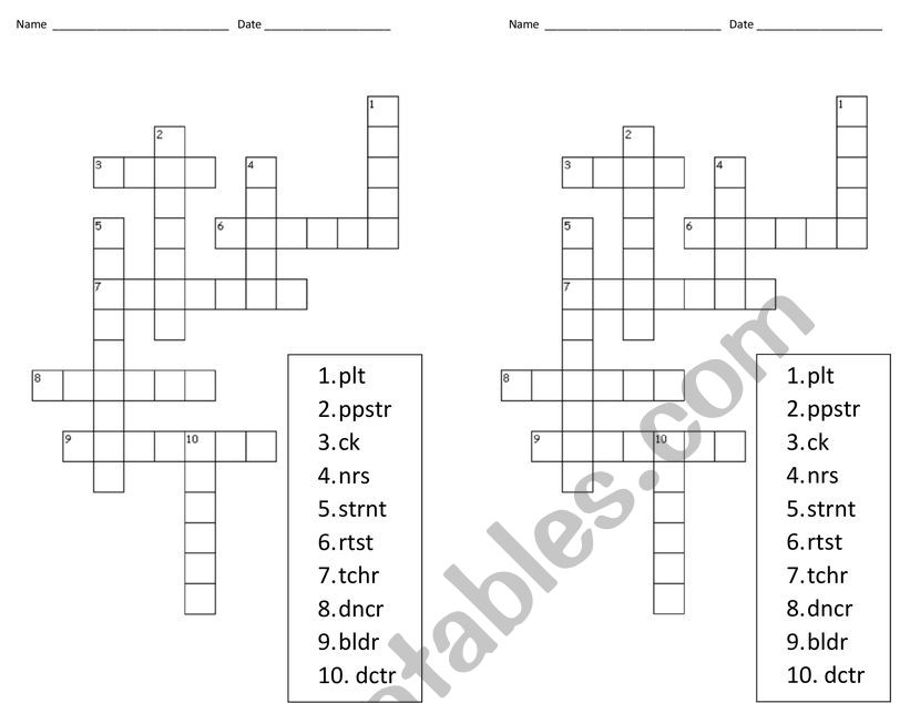 Jobs Crossword worksheet