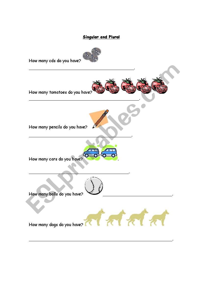 Singular vs. Plural worksheet