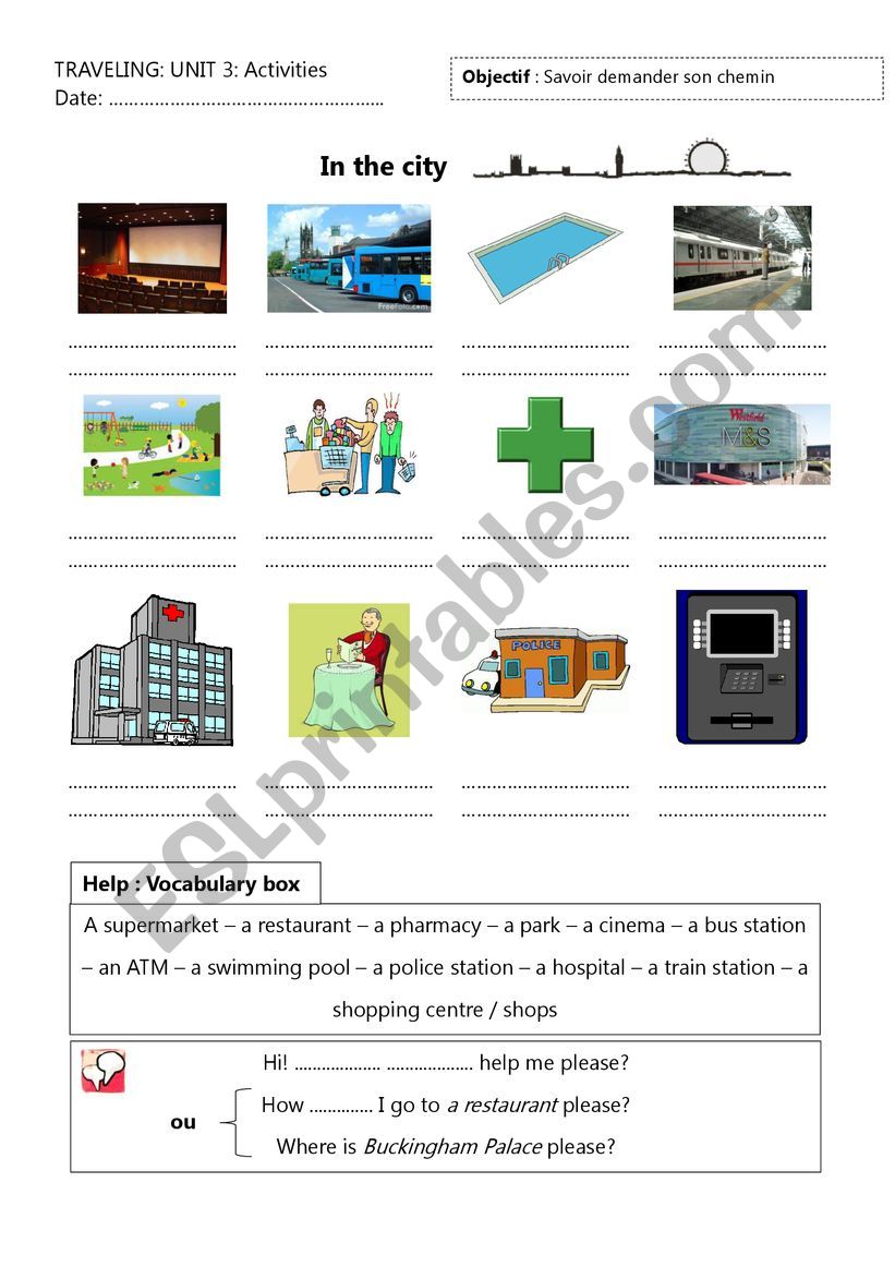 Places in town worksheet