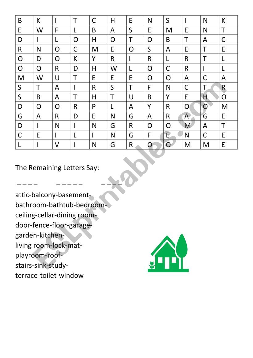 WORDSEARCH: HOUSE worksheet