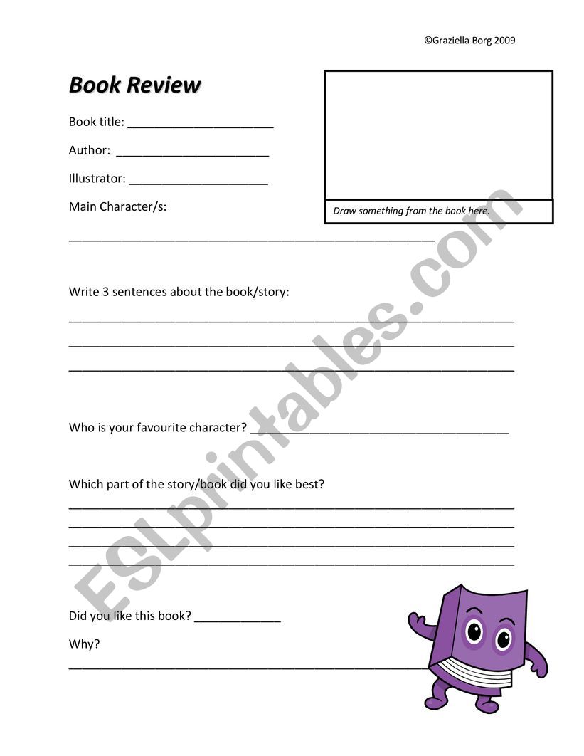 book review worksheet