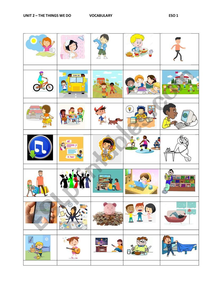 Daily routines vocabulary worksheet