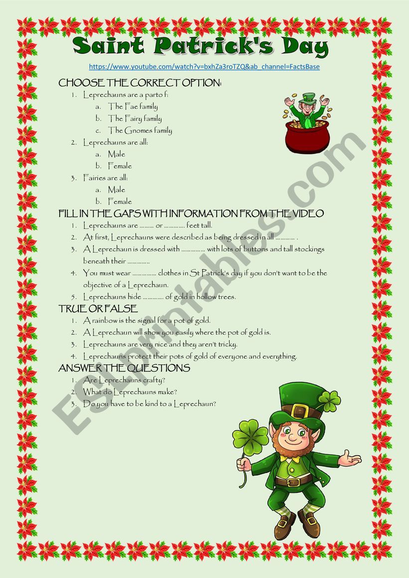 Leprechauns worksheet