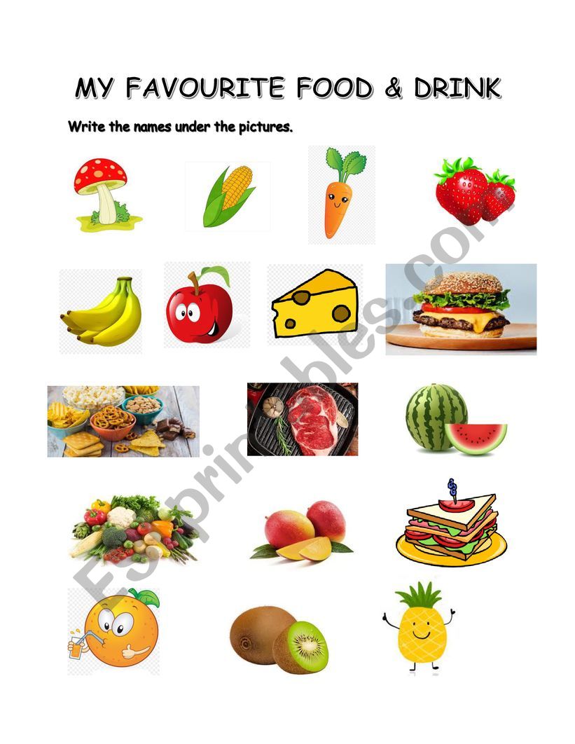 My favourite food and drink - ESL worksheet by haticeozan