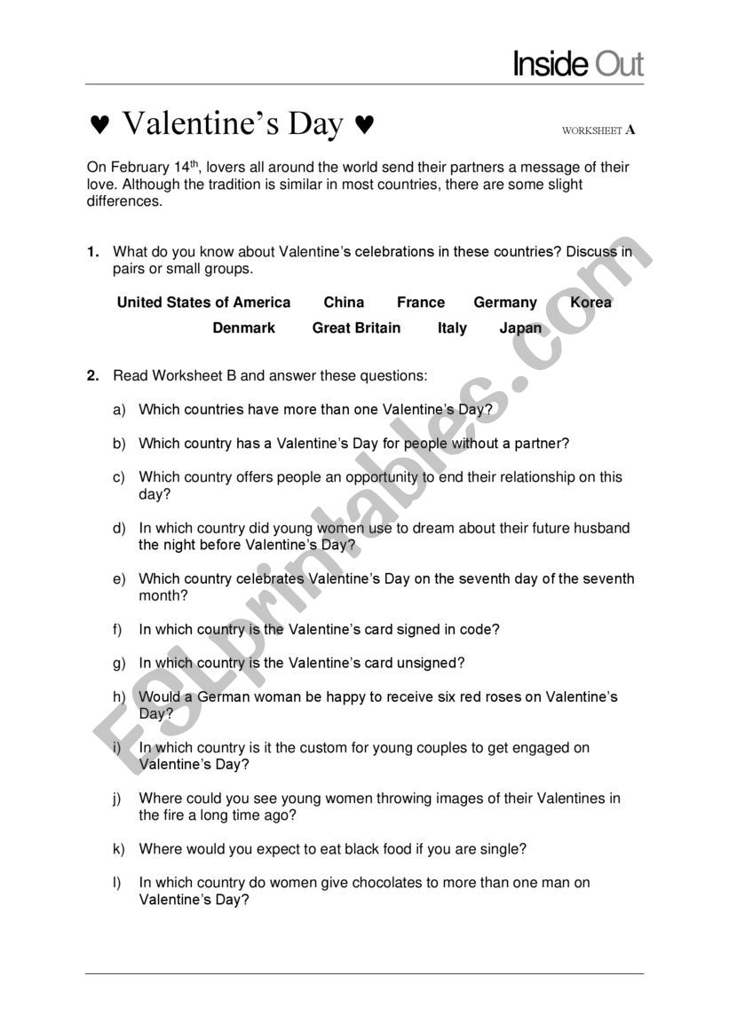 valentine s day worksheet