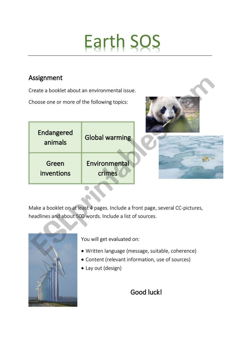 Environment  worksheet