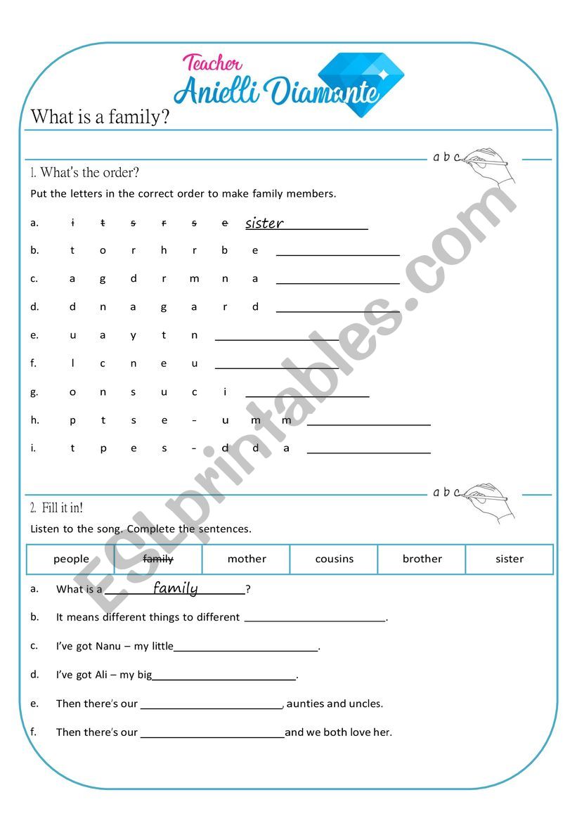 what�s your family worksheet