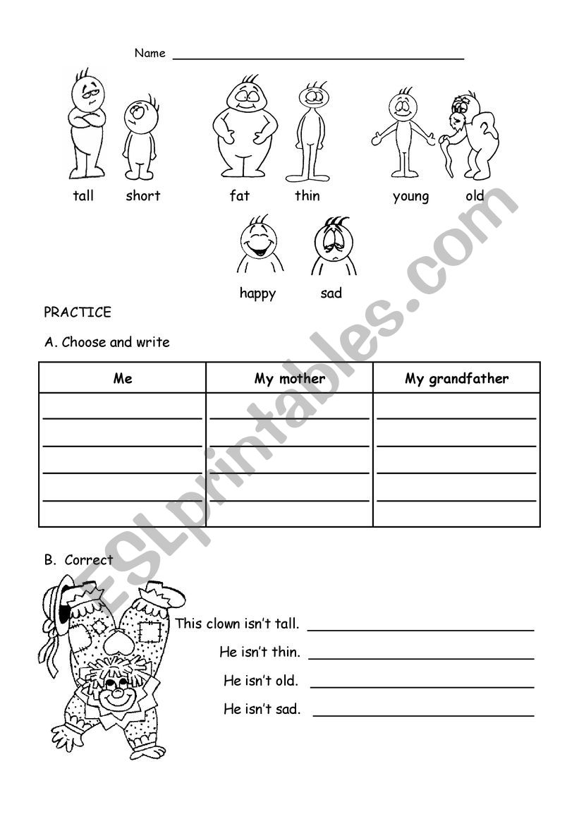 adjectives worksheet