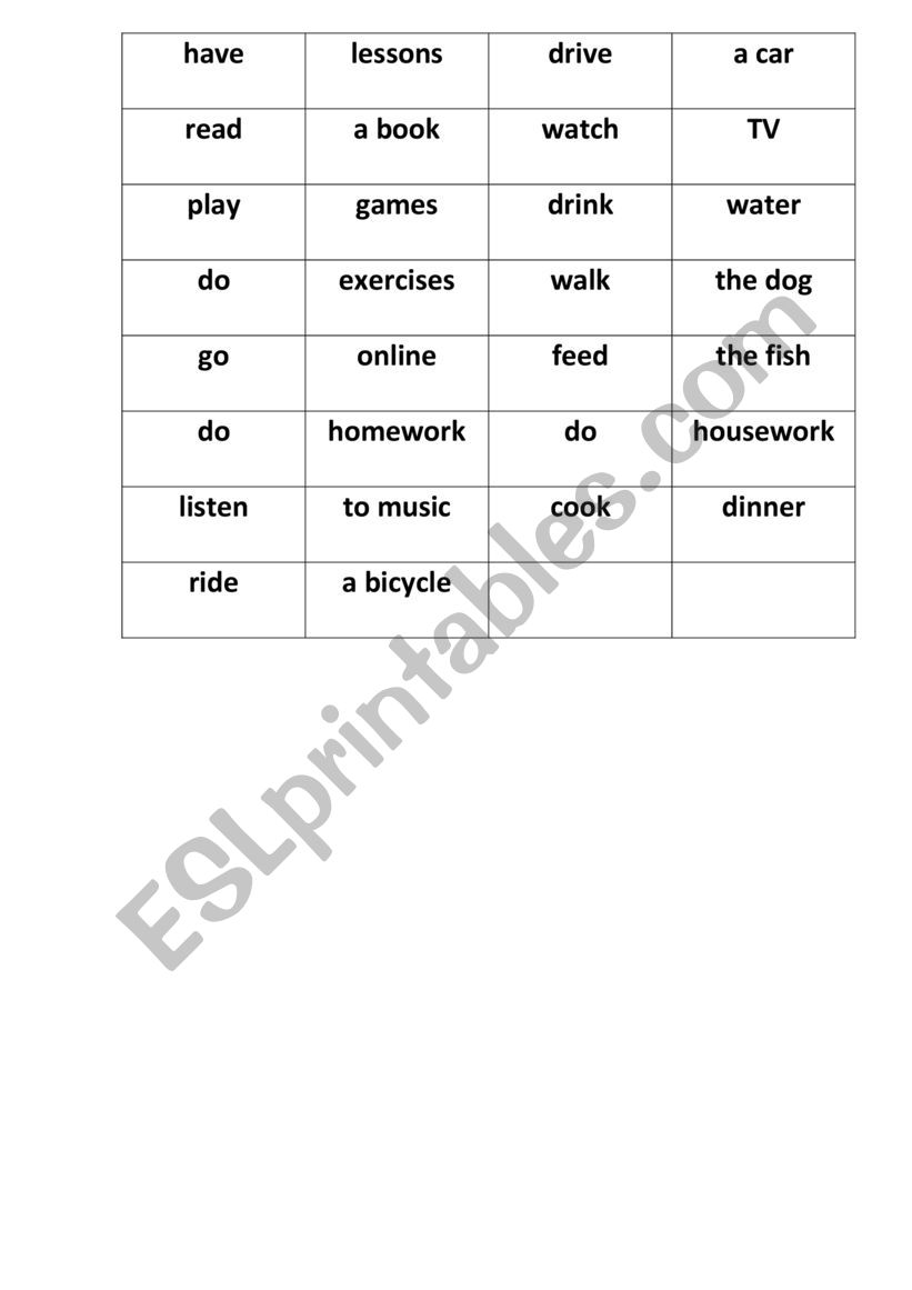 daily routine matching worksheet