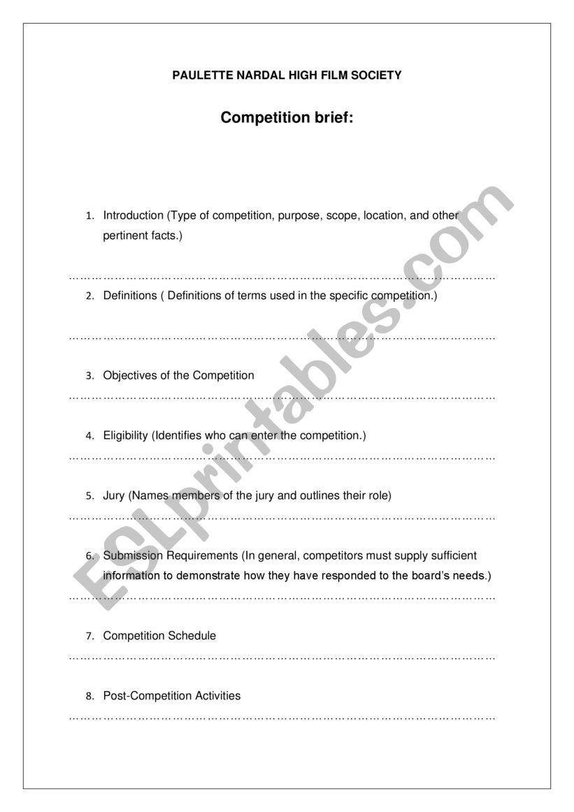 Design brief worksheet