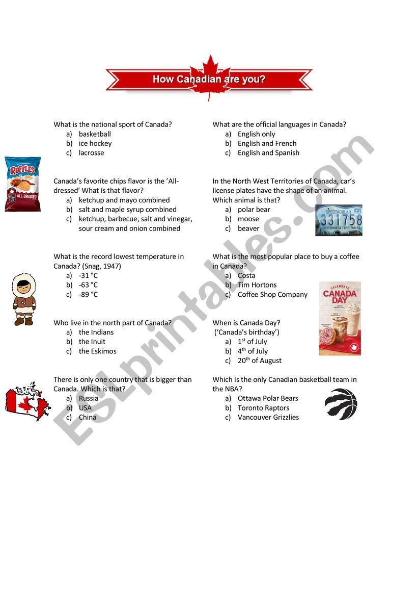 Canada Quiz worksheet