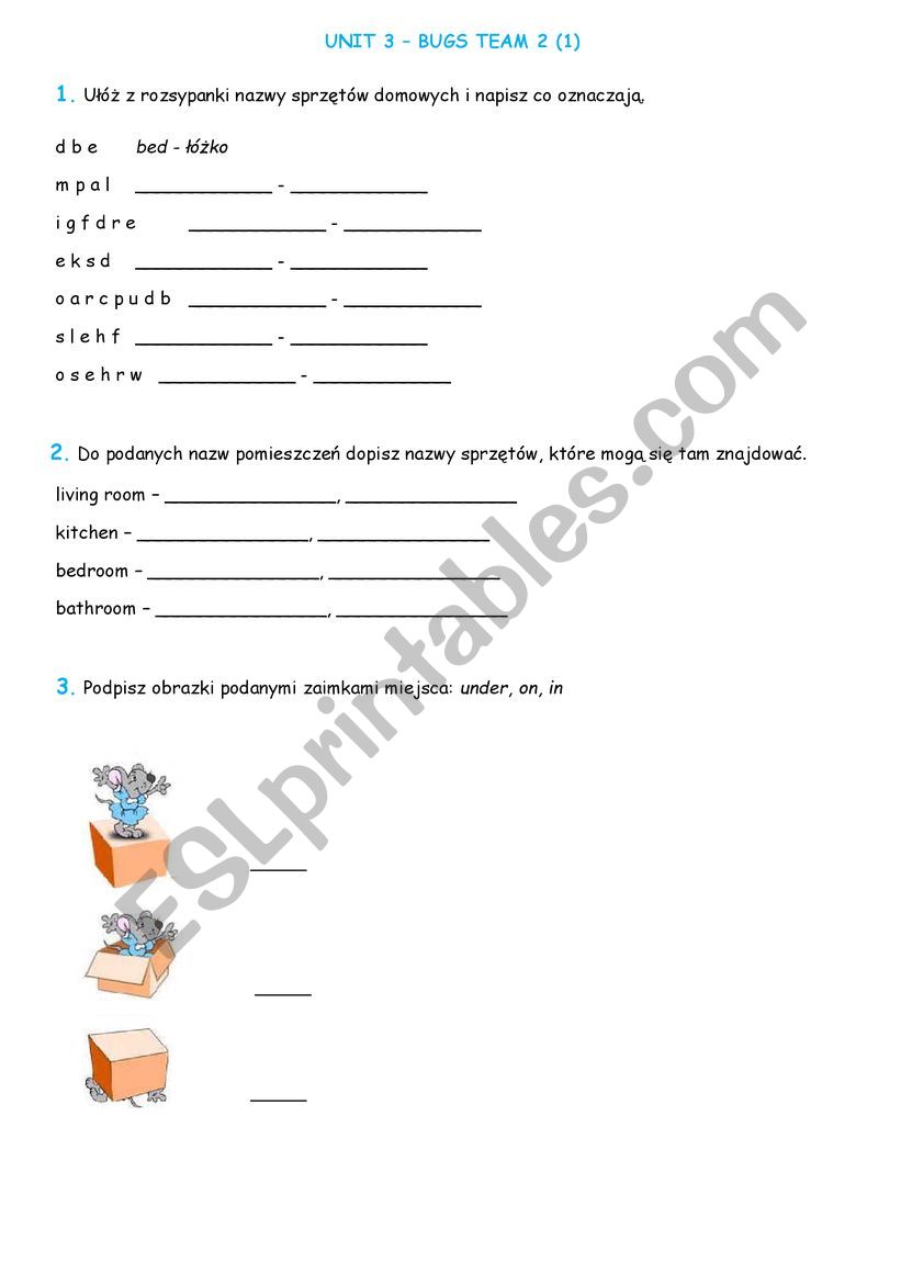 Bugs  Team 2 - Unit 2 worksheet