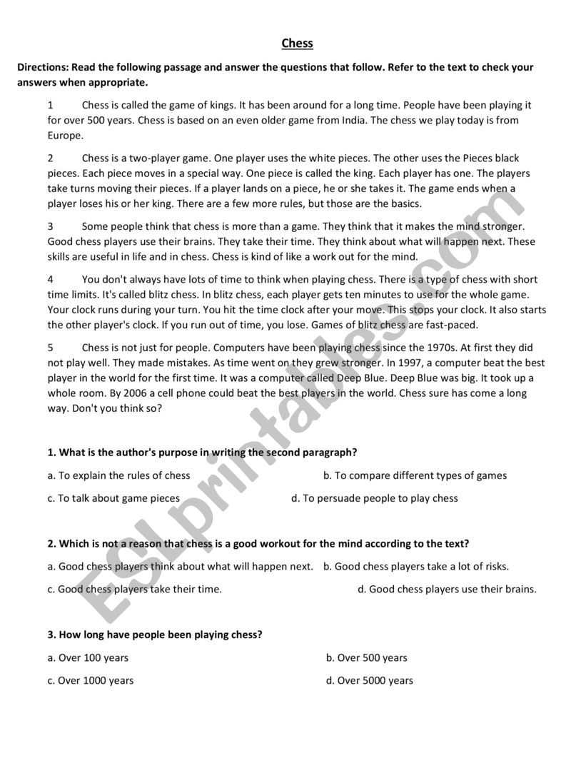 chess match worksheet