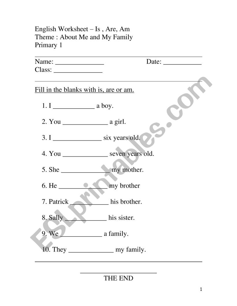 Verb To Be worksheet