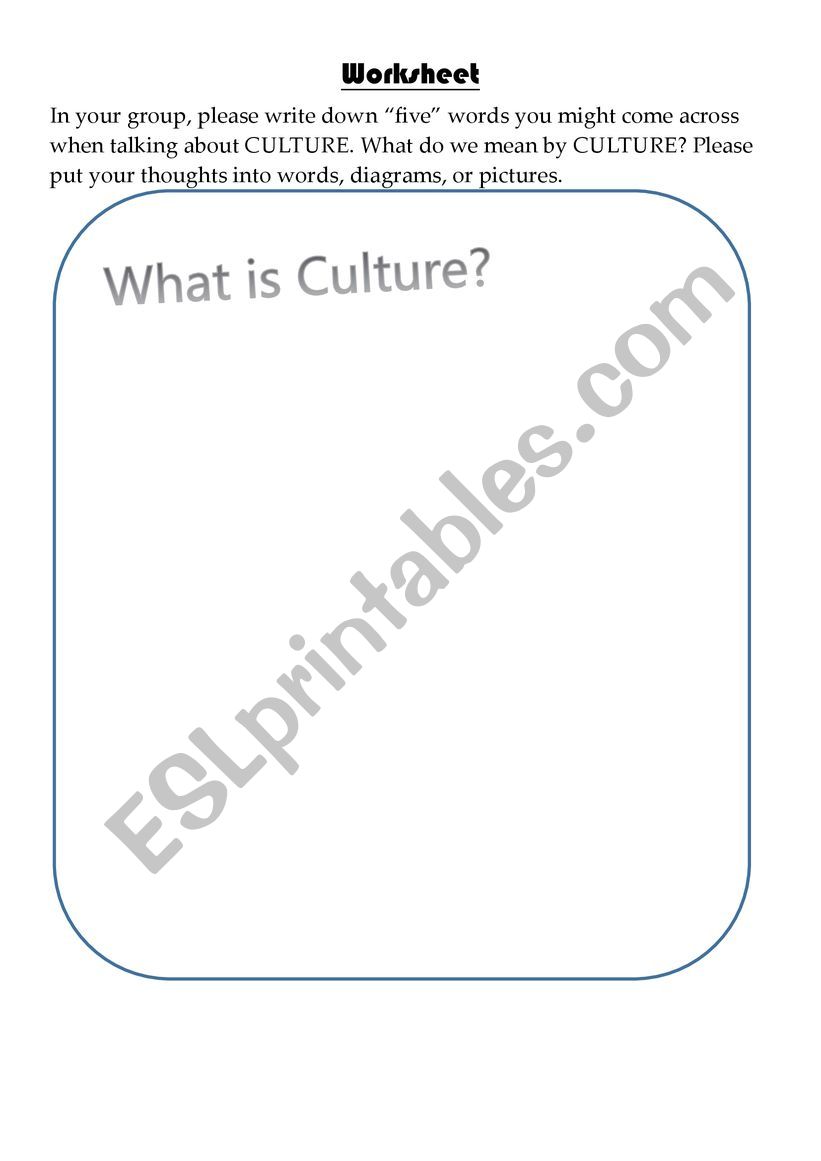 Definition of Culture worksheet